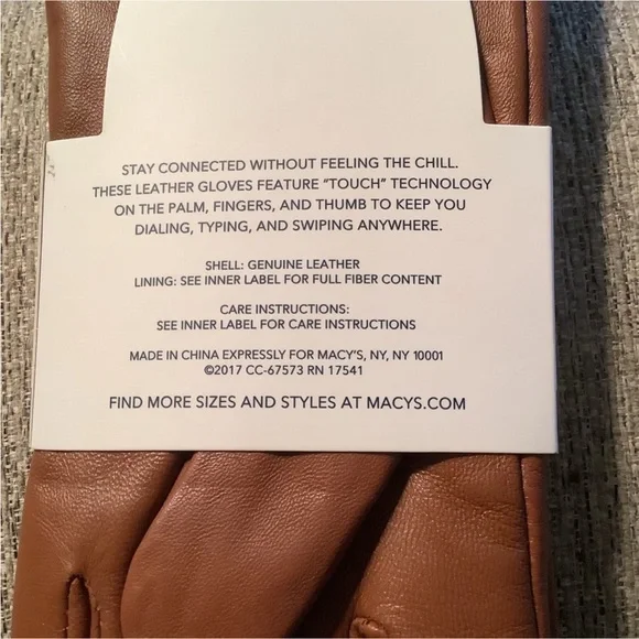 Charter Club Leather Super Soft Lined Gloves - Picture 6 of 6